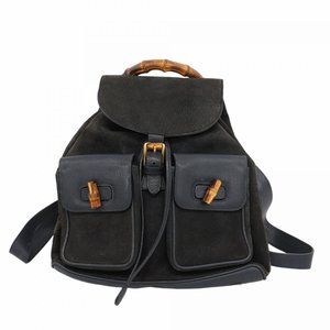 Gucci Bamboo Backpack 003 58 0016 in Suede and Black, Women's